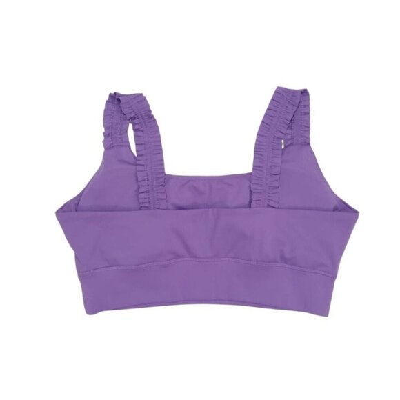 Purple Ruched Strap Sports Bra By Sincerely Jules Active, Size L. - Picture 2 of 9